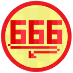 666 with a devil tail. Badge