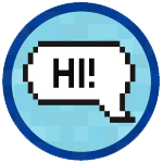 Hi!. Speech bubble. Badge