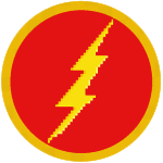 Lighting in the red background. Badge