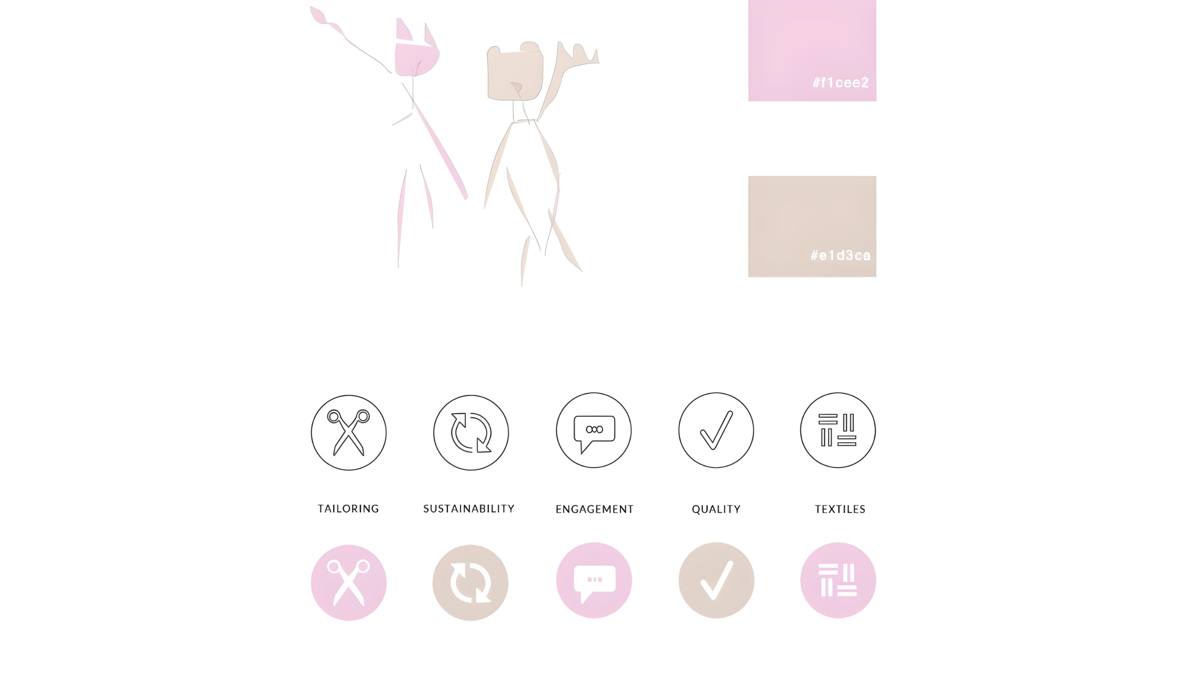 Minimalist illustration. Color palette selection and icon set.