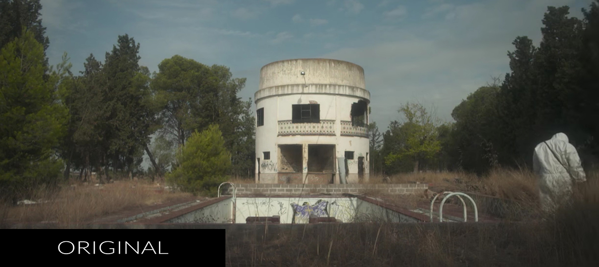 A still image from a movie with the original footage.